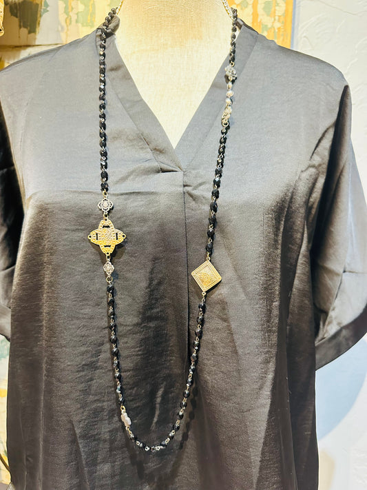 Black Charm Layering Necklace