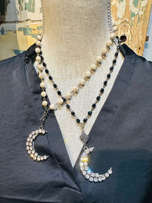 Crescent Moon Bling Necklaces