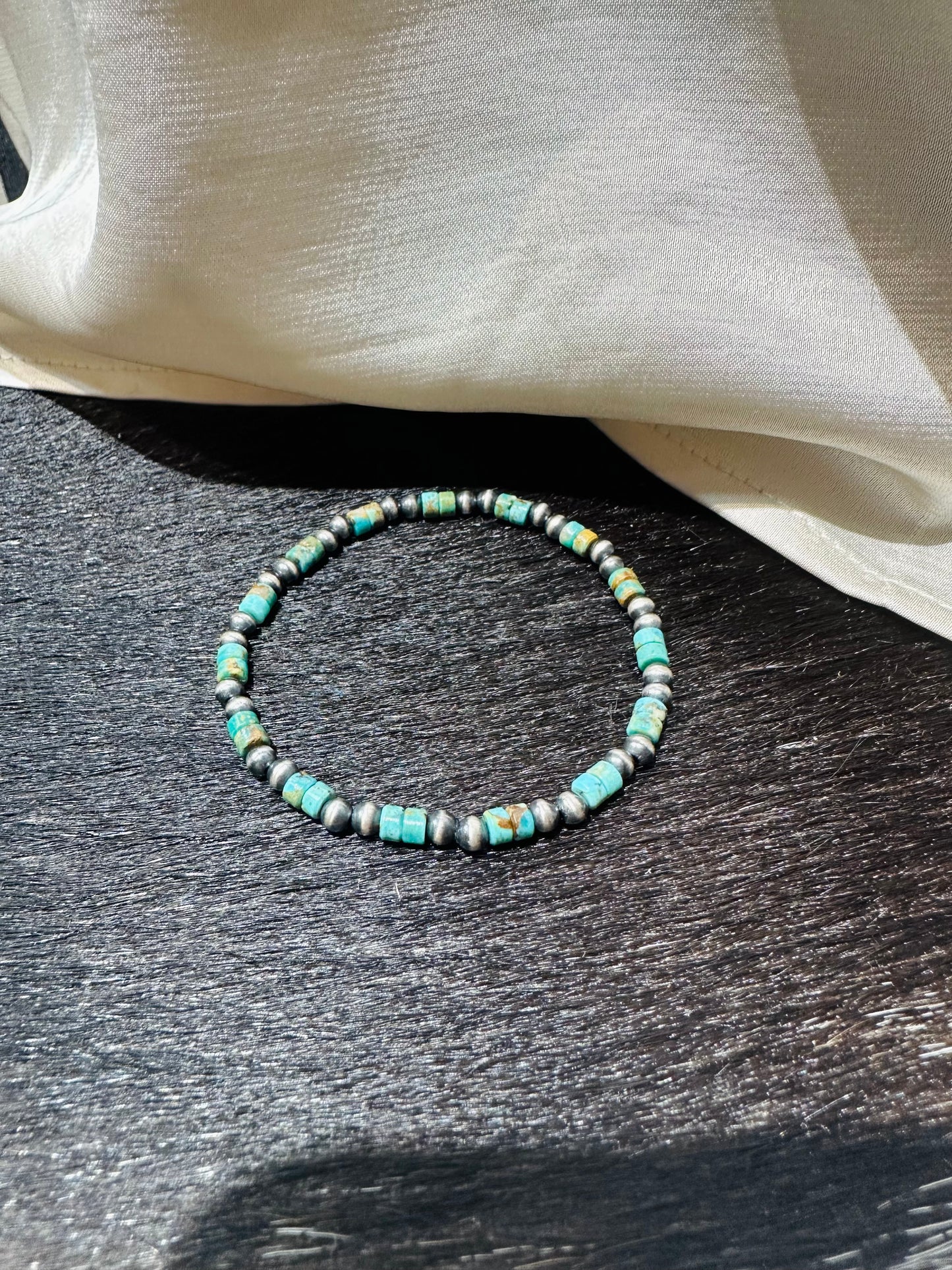 Navajo Turquoise & Silver Pearl Bracelet