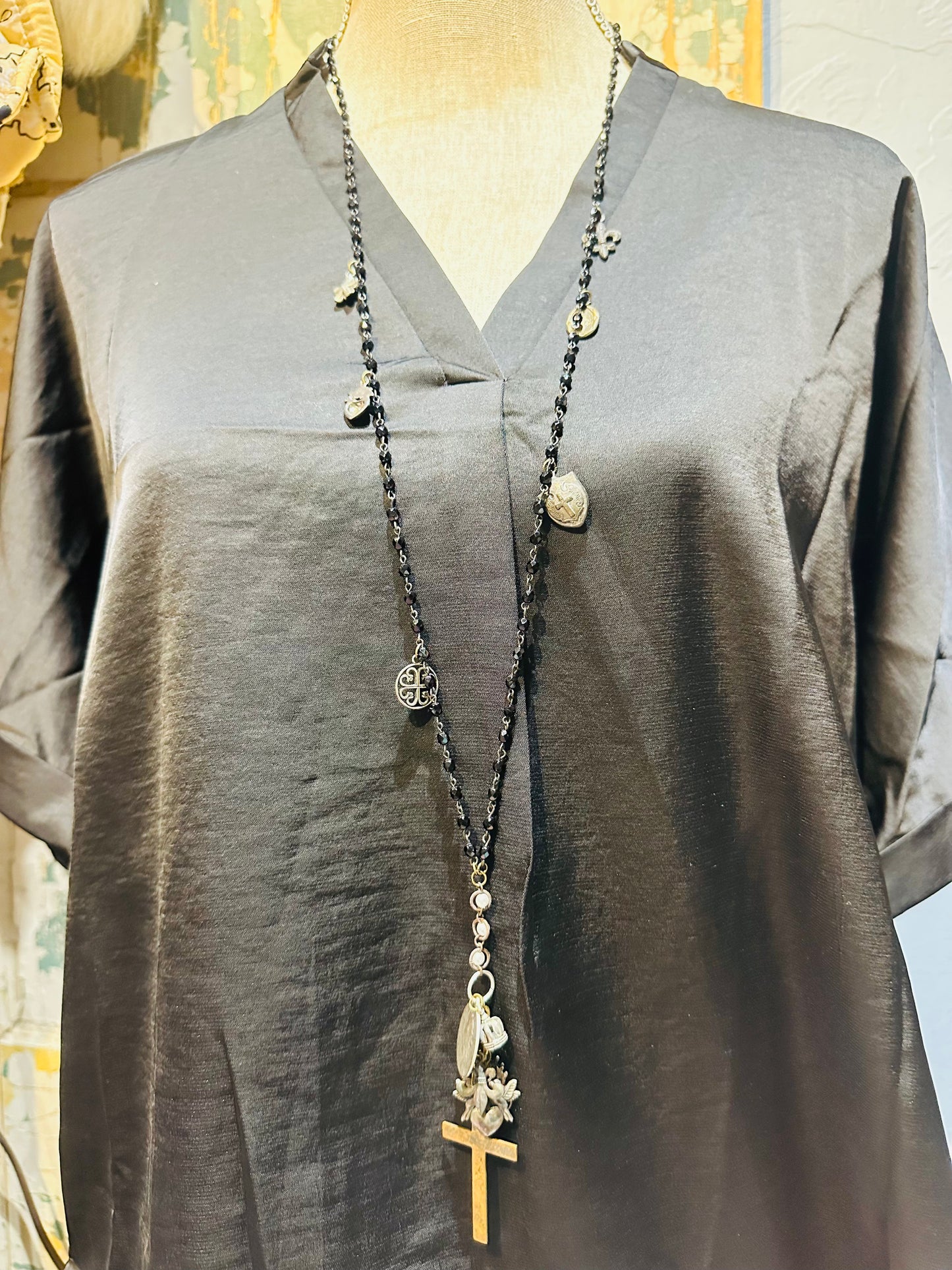 Black Cross Charm Neckalce
