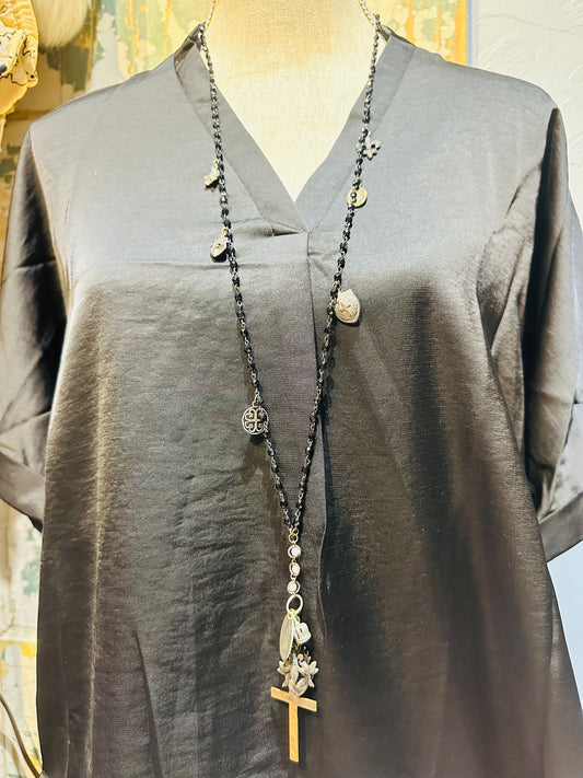 Black Cross Charm Neckalce