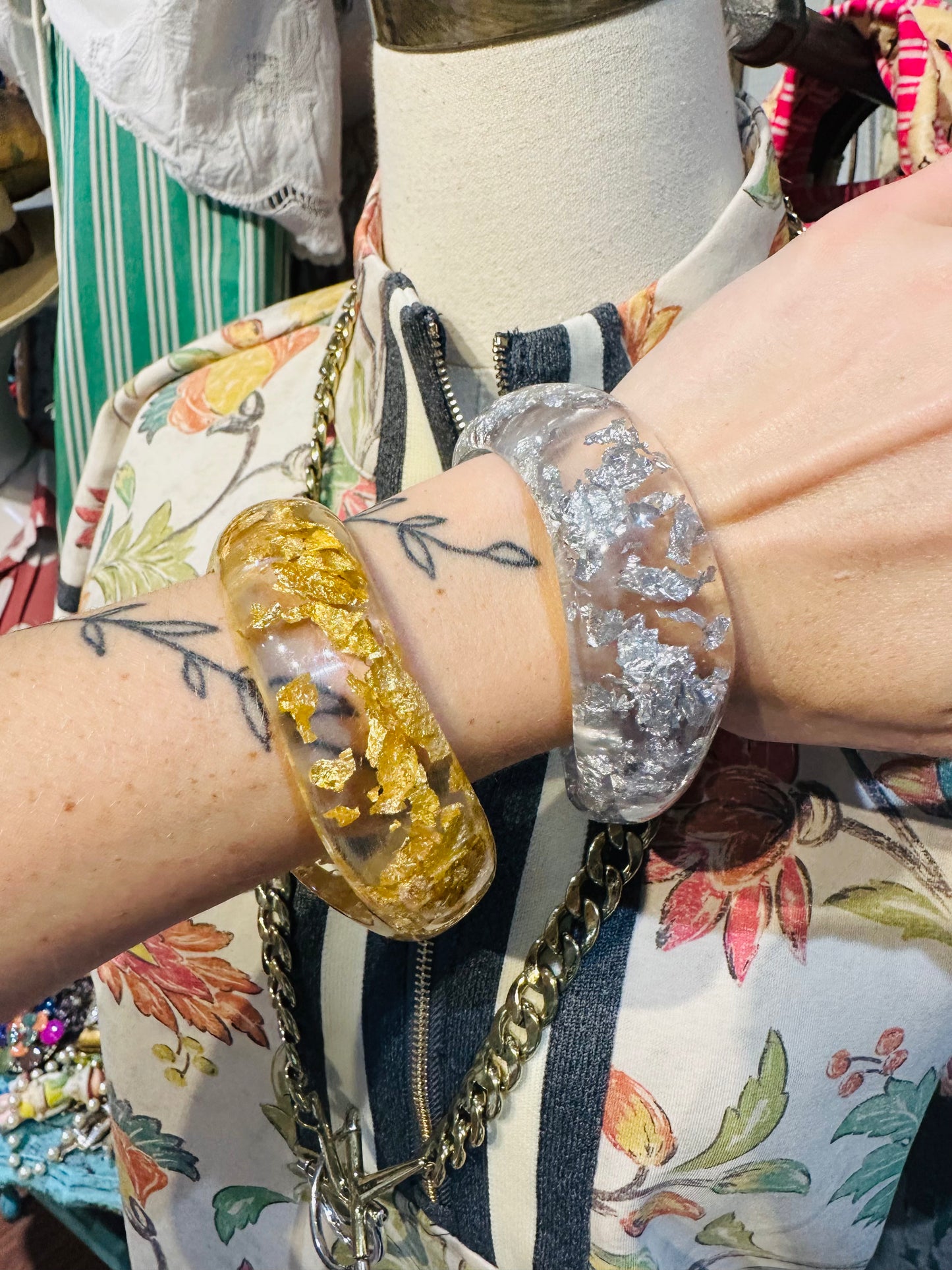 Resin Flake Asymetrical Bangles