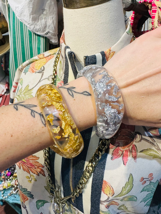Resin Flake Asymetrical Bangles