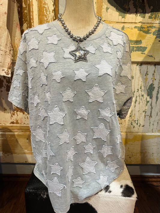 Light Blue Fully Star Wrapped Top