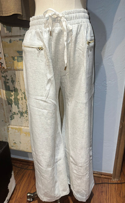 Scuba Oversized Sweatsuit Pants with Zipper Pockets Heather Grey