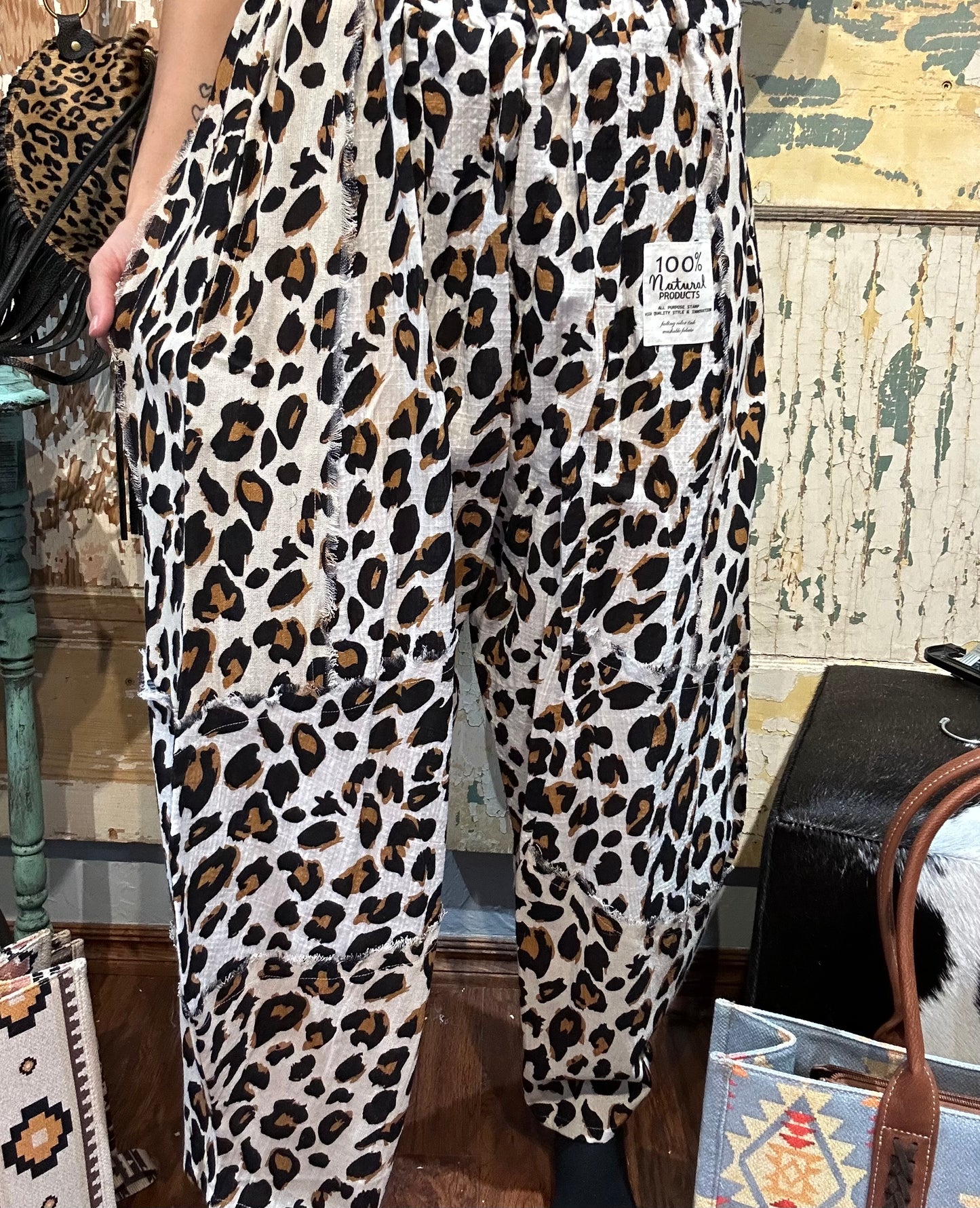 Linen Cheetah Barrel Pants