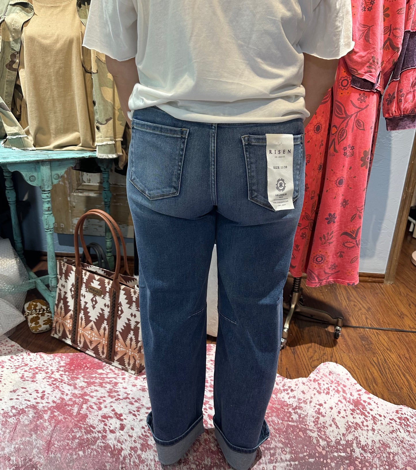 Risen Slouchy Cropped Barrel Jeans with Cuffed Hem
