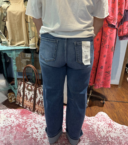 Risen Slouchy Cropped Barrel Jeans with Cuffed Hem