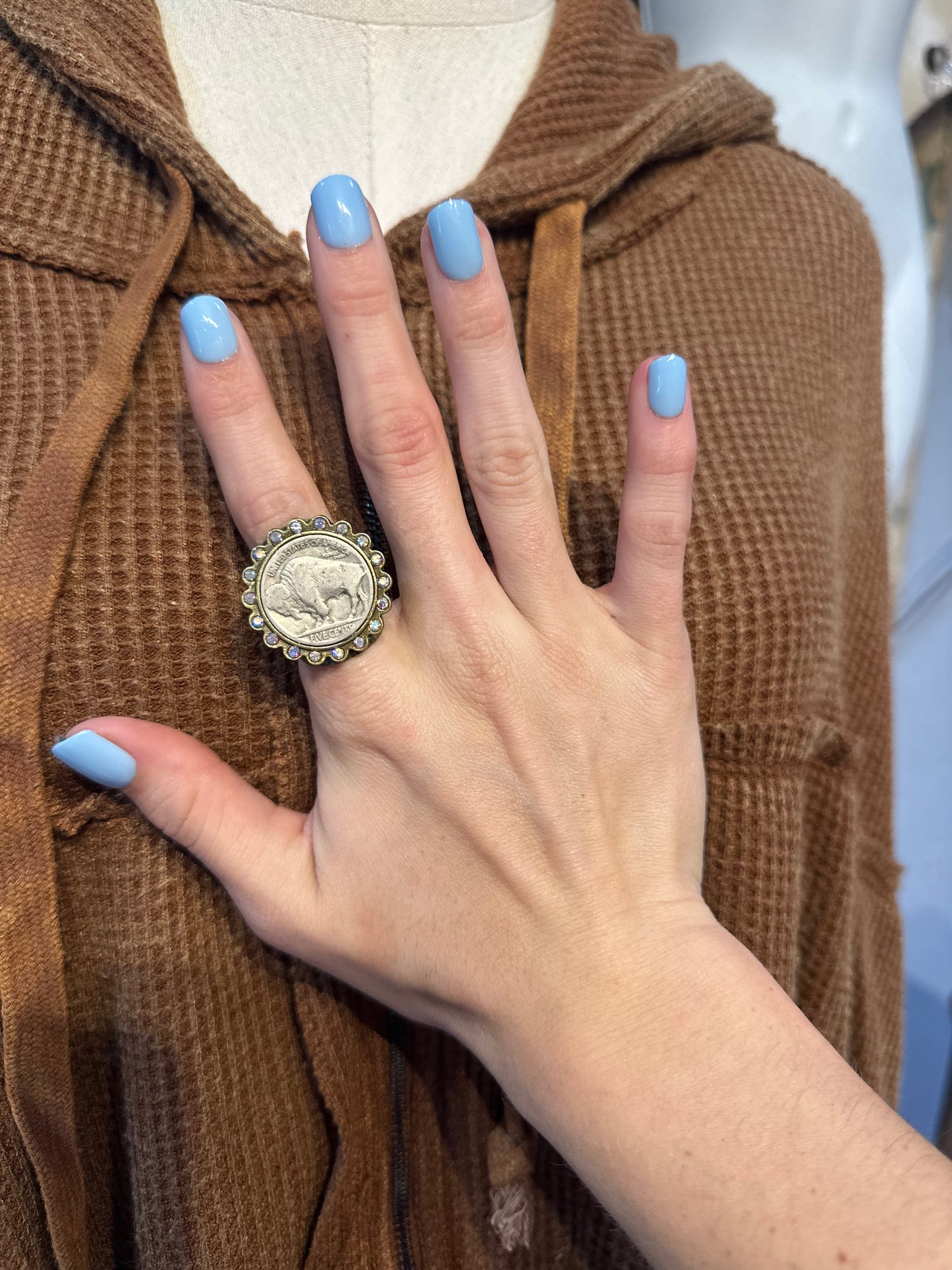 Sandra Ling Bronze Buffalo Bling Ring