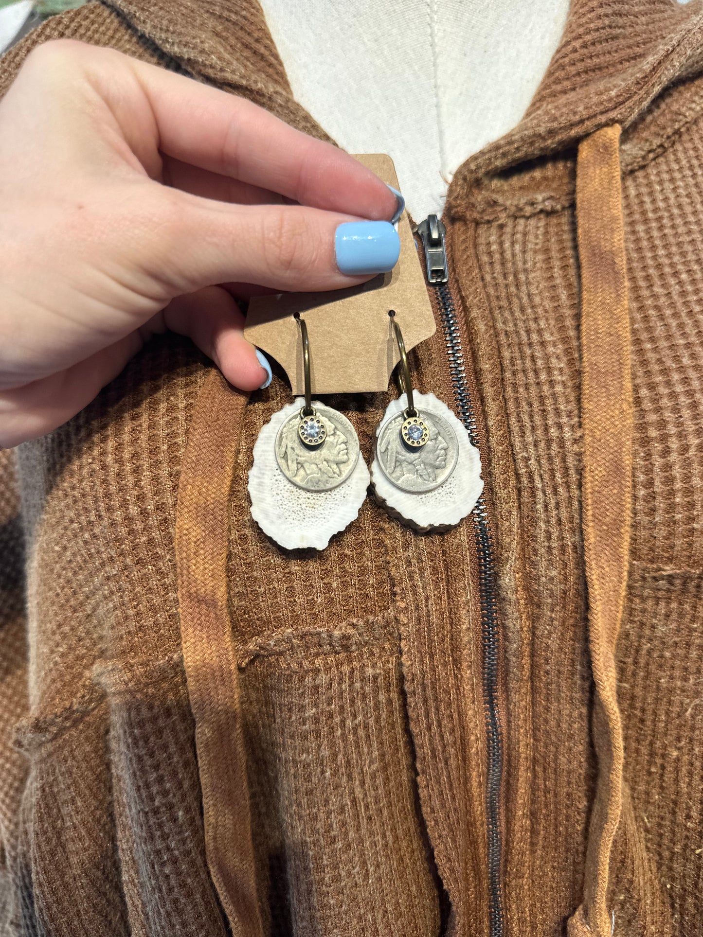 Sandra Ling Antler Shed & Chief Coin Bling Earrings