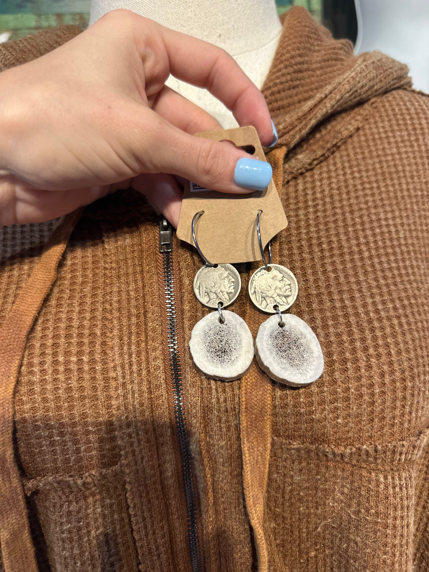 Sandra Ling Antler Shed & Chief Coin Earrings