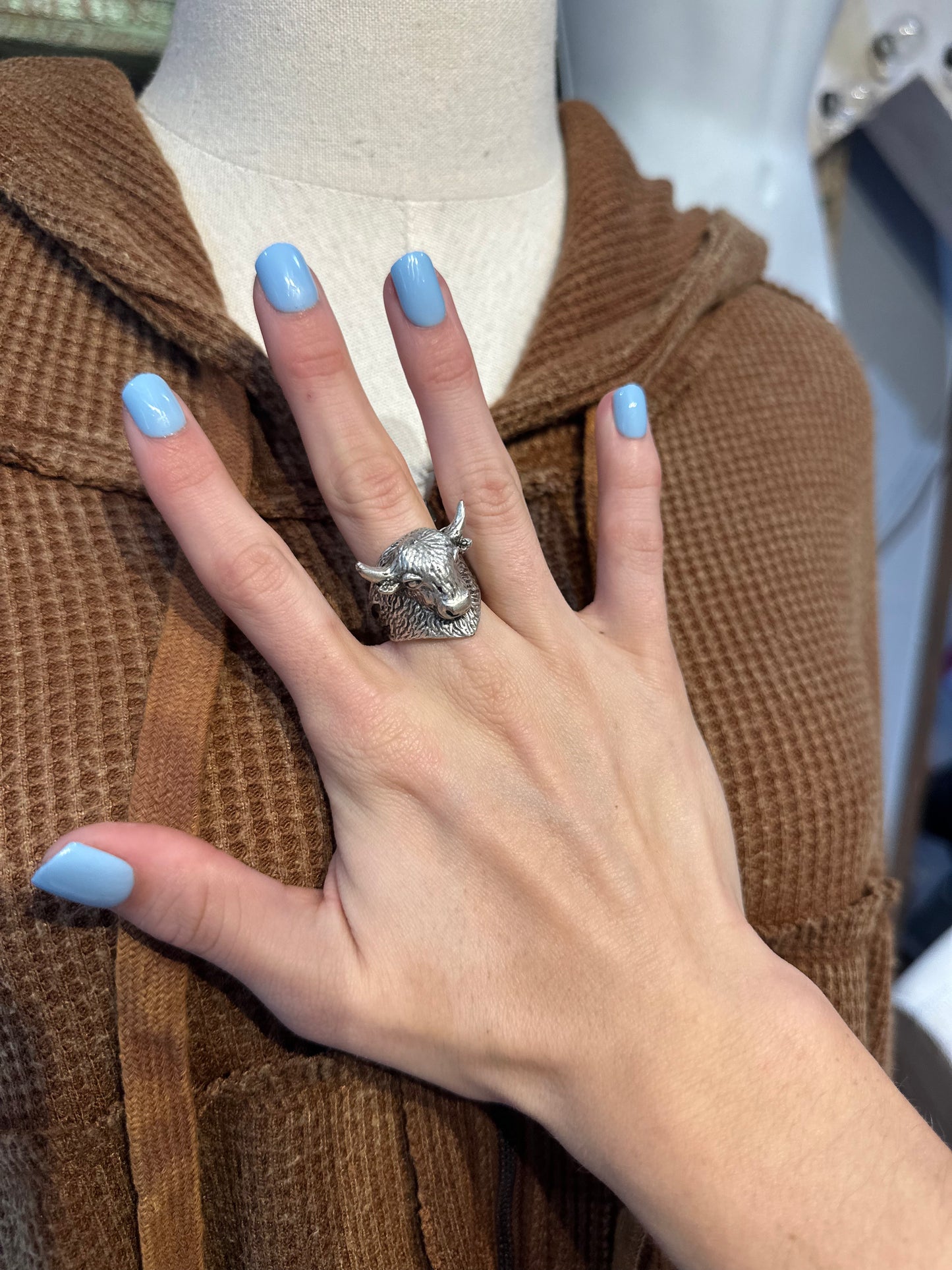 Inspired Silver 3D Buffalo Ring