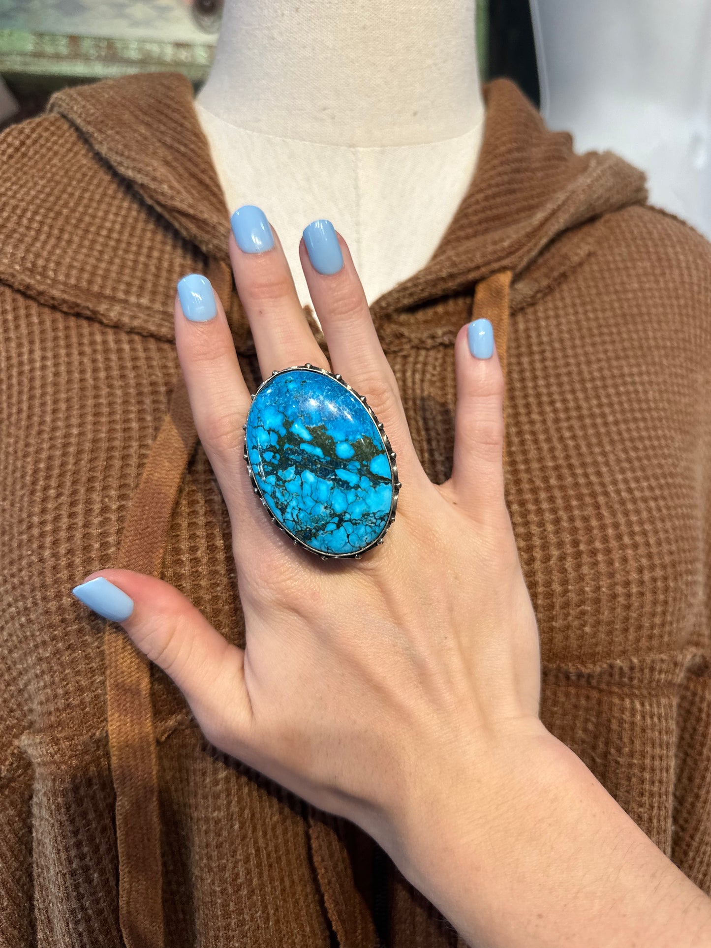 German Silver & Turquoise Ring