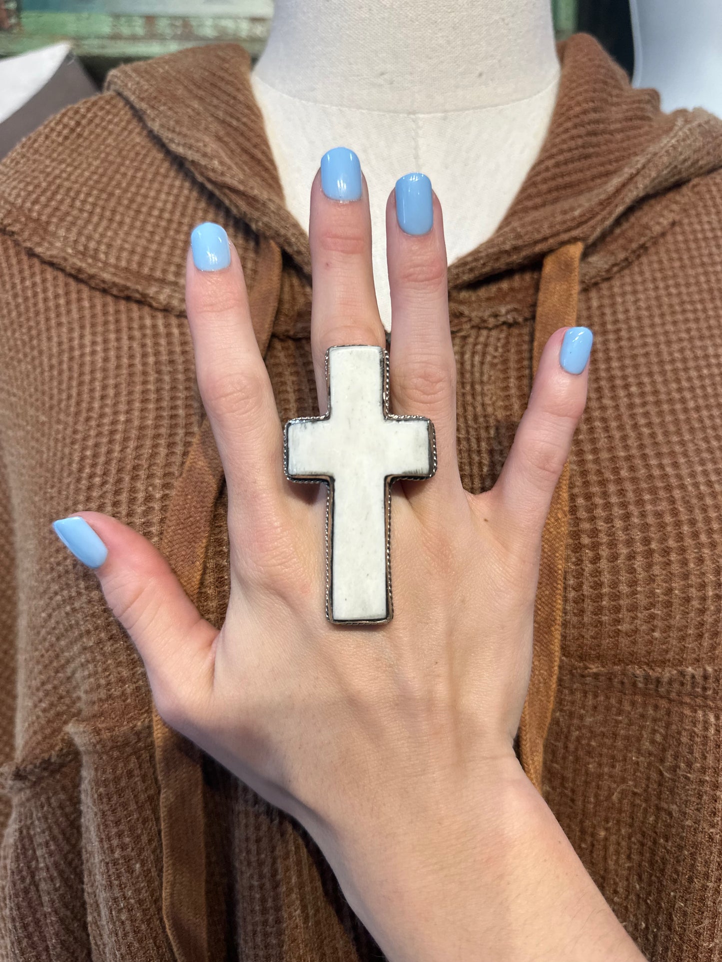 Tibetan Bone Cross Ring