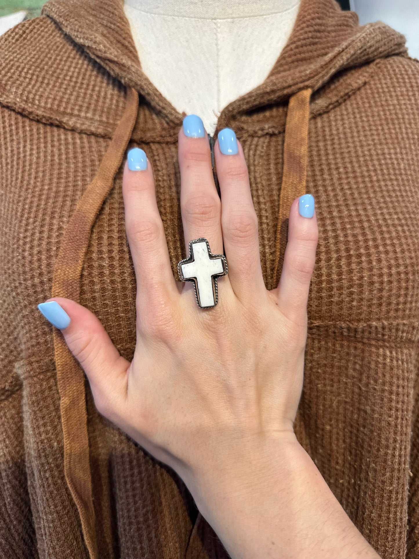 Tibetan Bone Baby Cross Ring