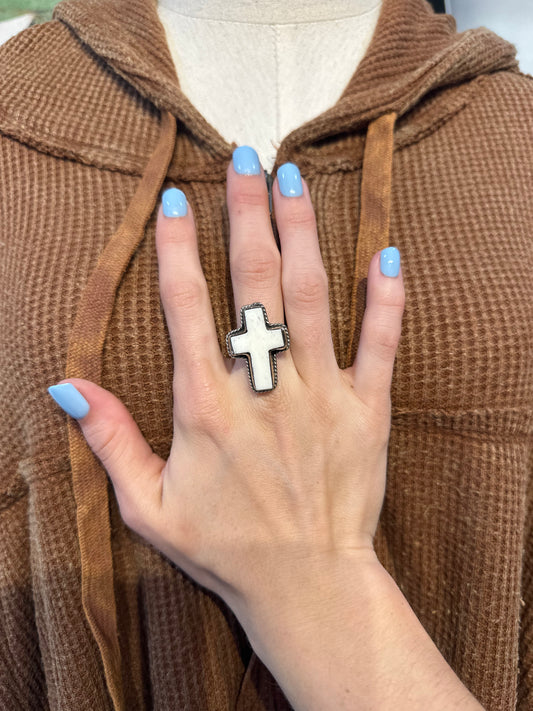 Tibetan Bone Baby Cross Ring
