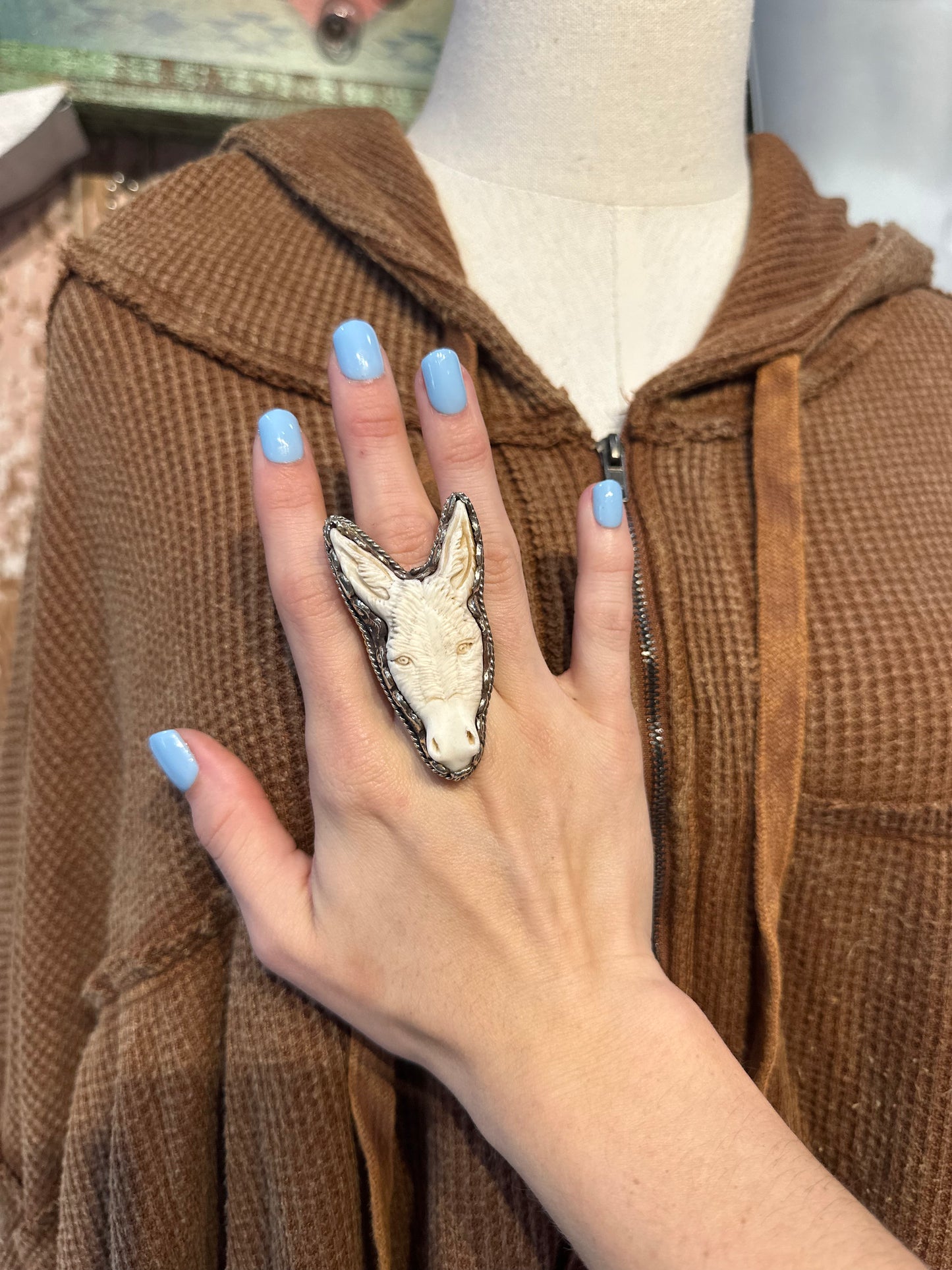Tibetan Bone Donkey Ring