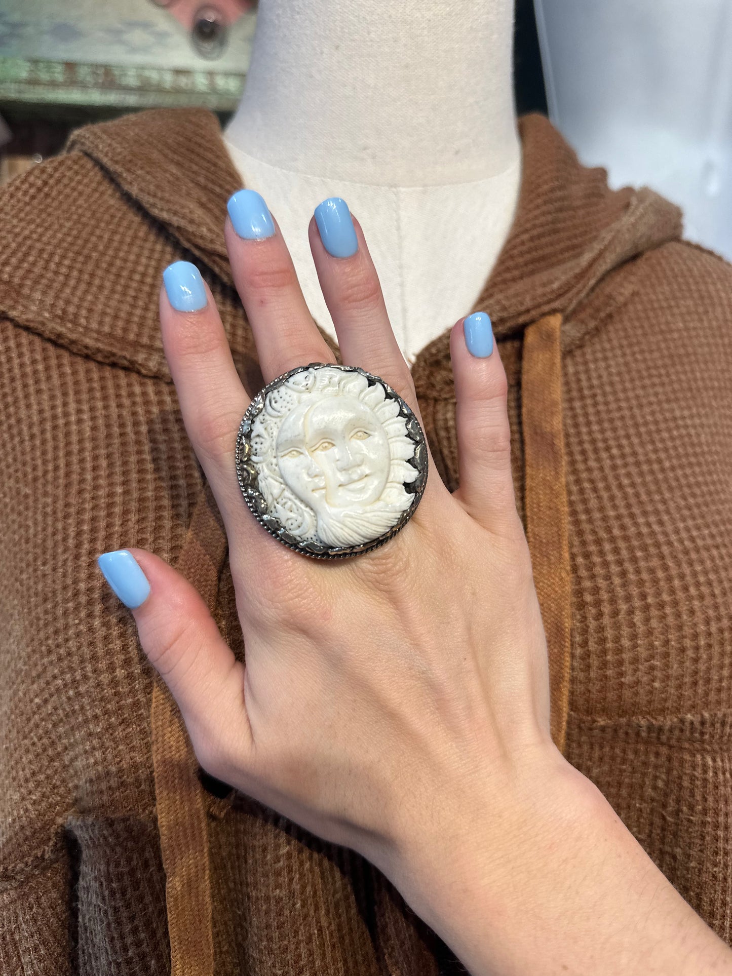 Tibetan Bone Moon & Sun Ring