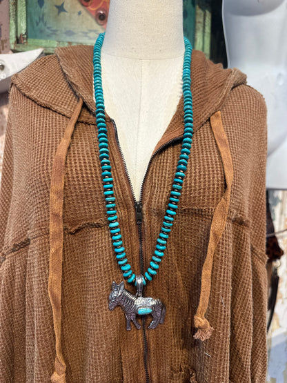 Inspired Silver & Turquoise Donkey Pendant