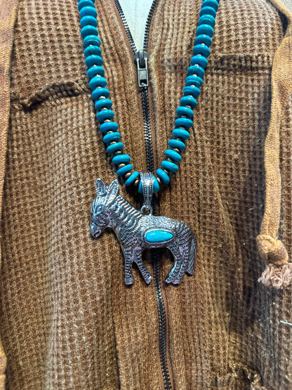 Inspired Silver & Turquoise Donkey Pendant