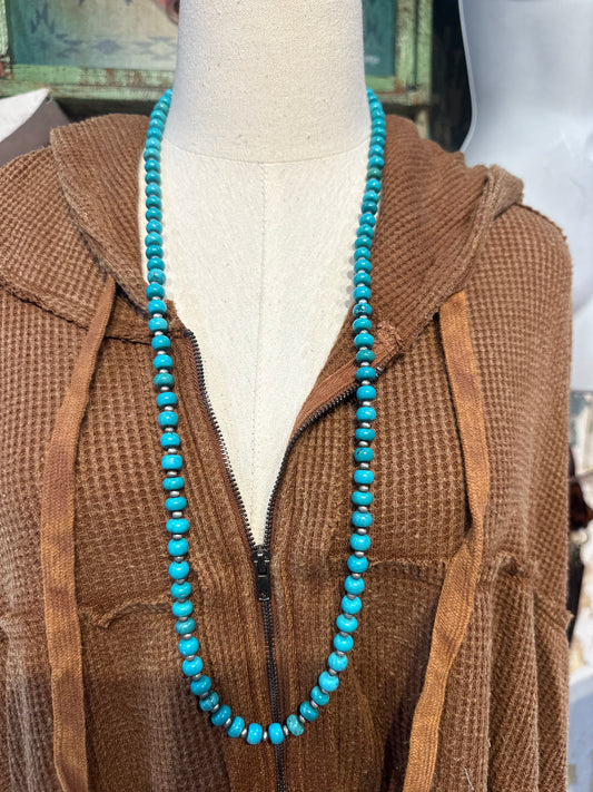 Inspired Turquoise & Silver Bead Necklace