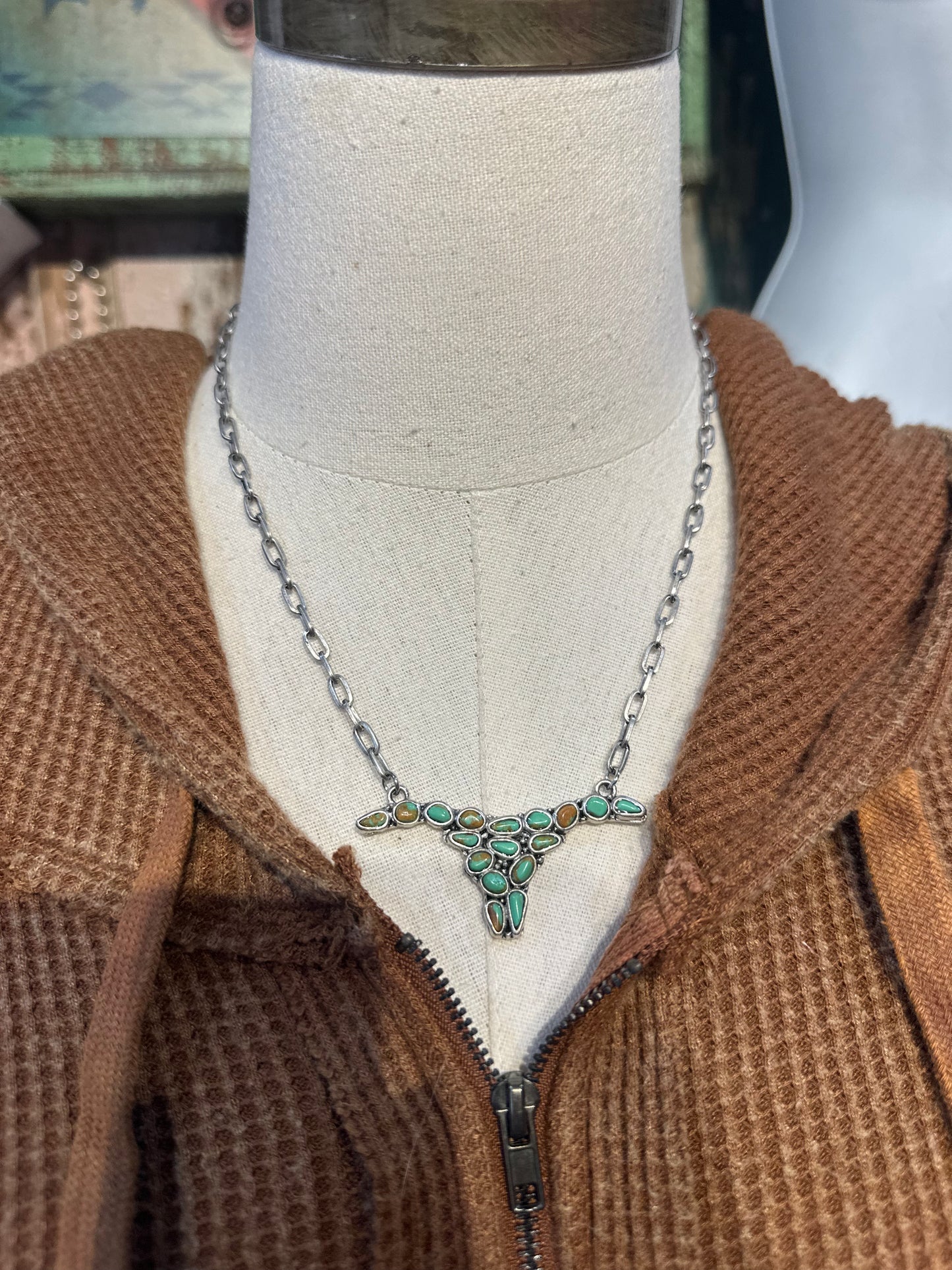 Inspired Turquoise Longhorn Necklace