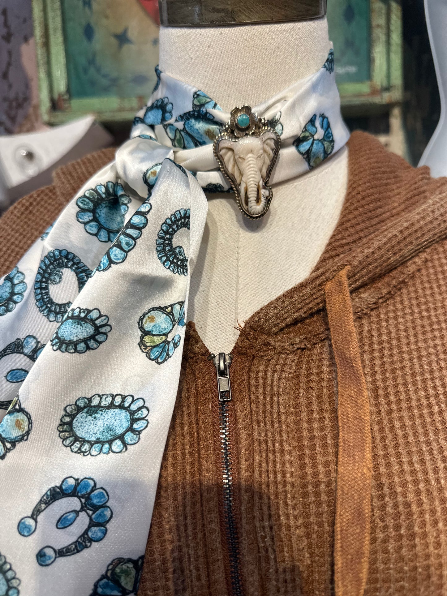 Tibetan Bone & Turquoise Elephant Pendant