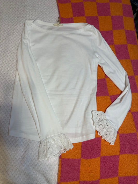 Easel Ivory Lace Sleeve Top