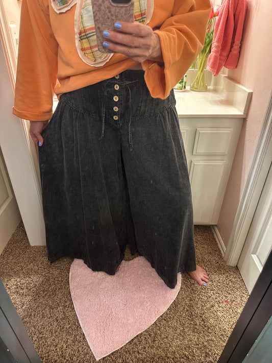 Oli & Hali Black Washed Wide Leg Pants