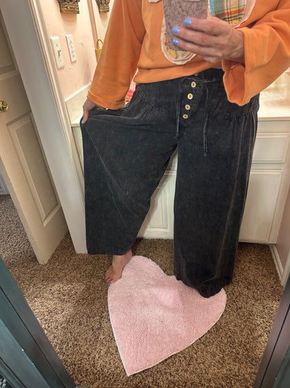 Oli & Hali Black Washed Wide Leg Pants