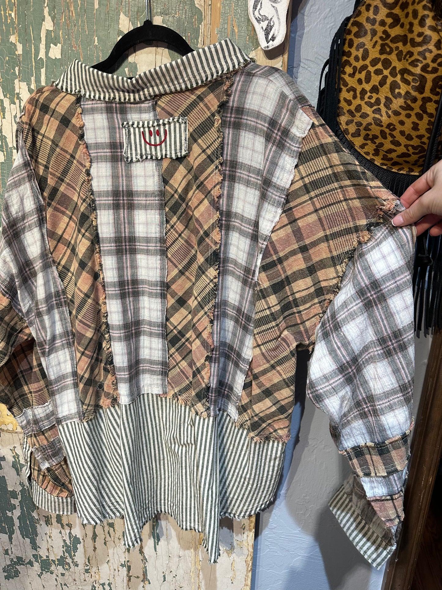 Oli & Hali Olive Plaid Mix Button Shirt