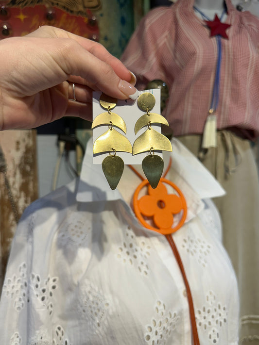 Inspired Gold Abstract Post Earrings