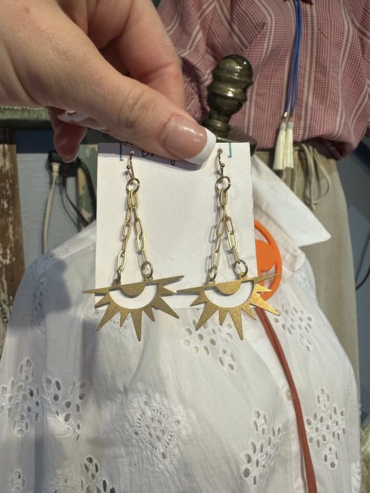 Inspired Gold Chain Sun Hook Earrings