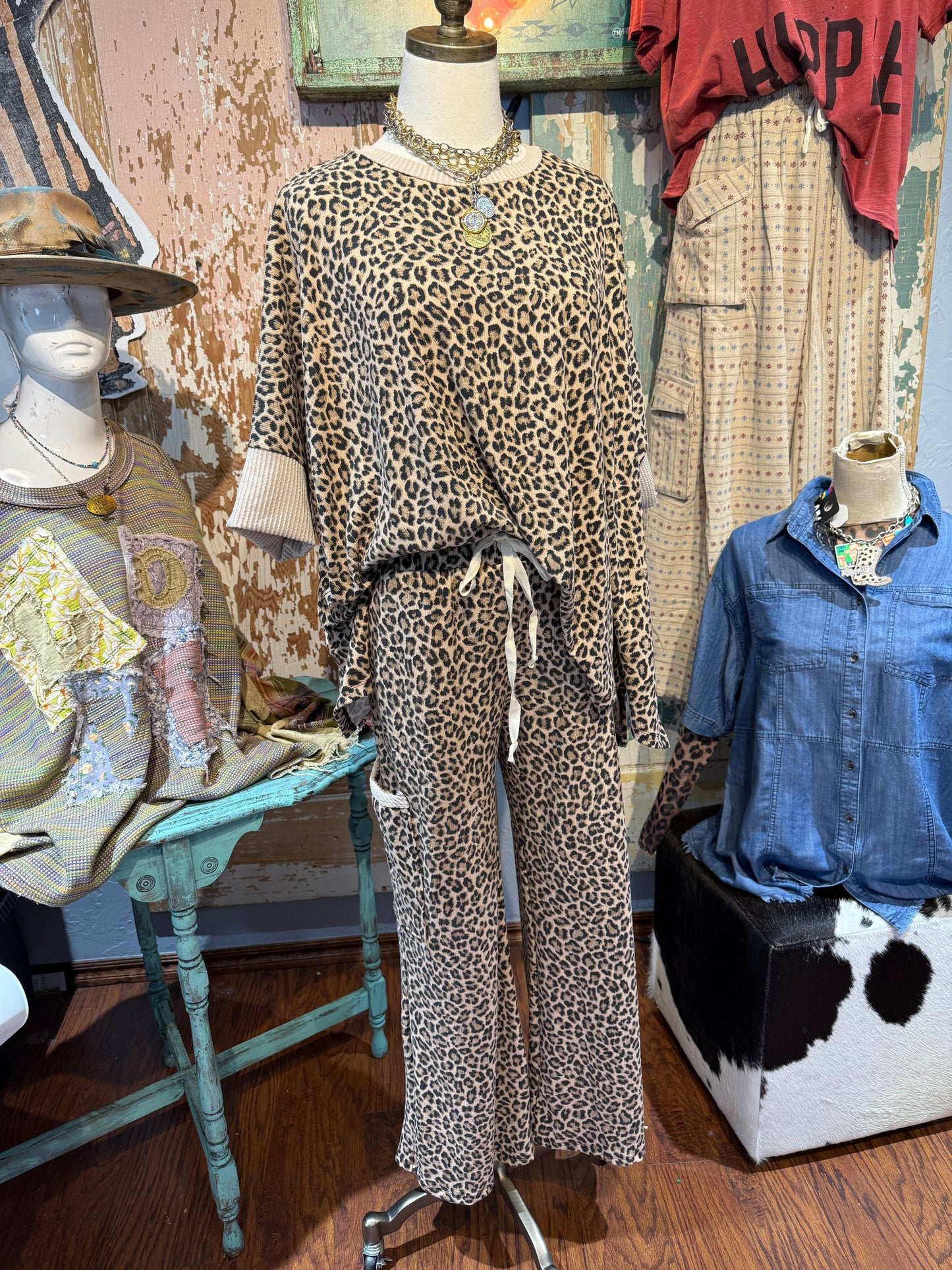 Leopard and Taupe Cargo Pants
