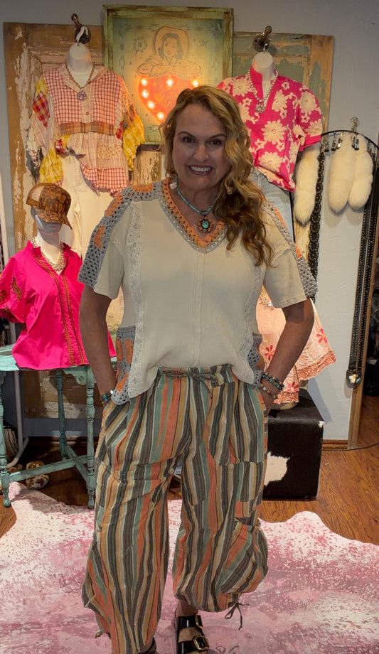 Blue Velvet Sunset Striped Pants