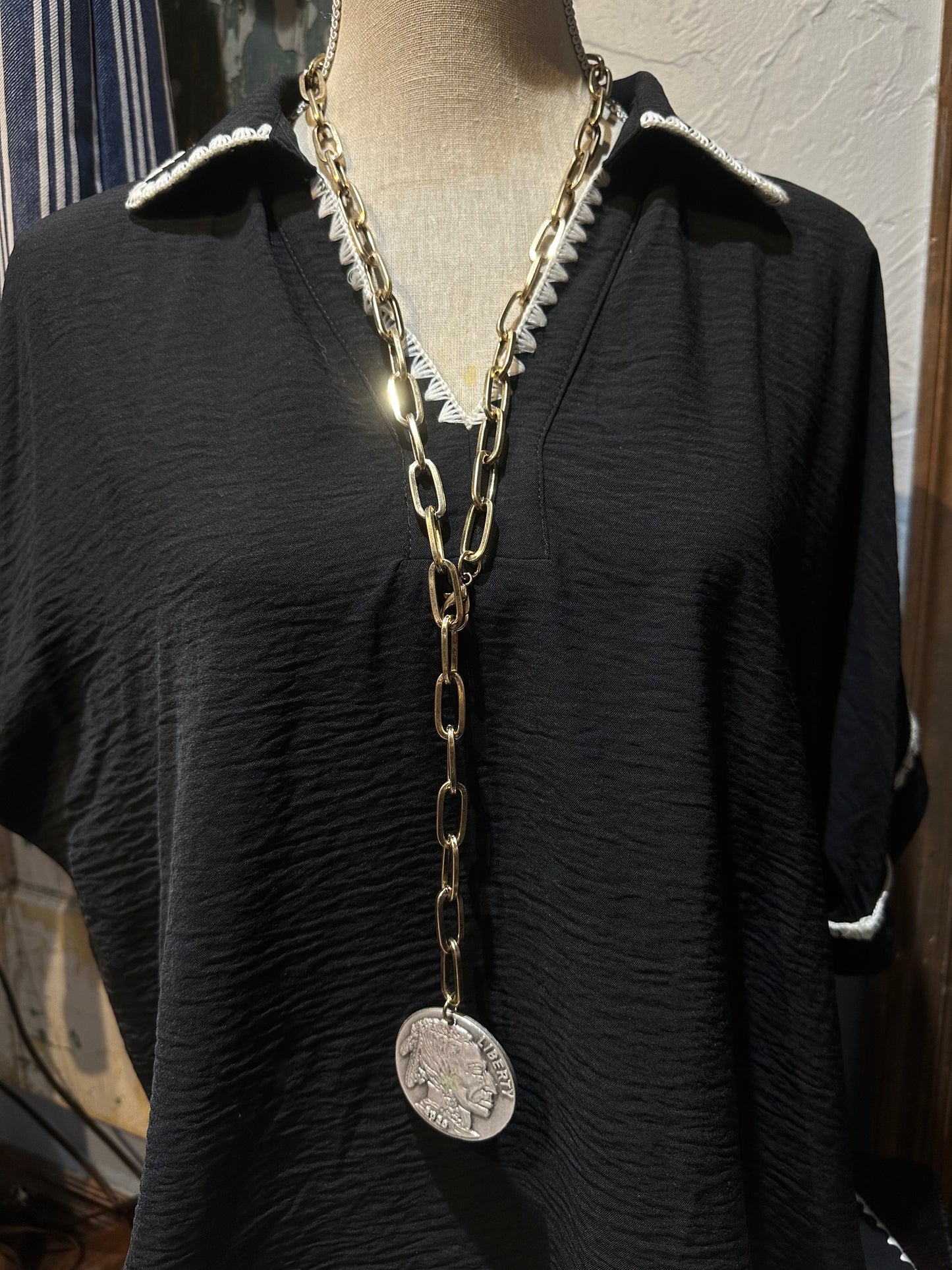 Reversible Coin Lariat Necklace