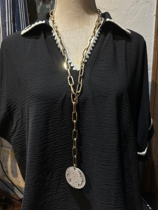 Reversible Coin Lariat Necklace