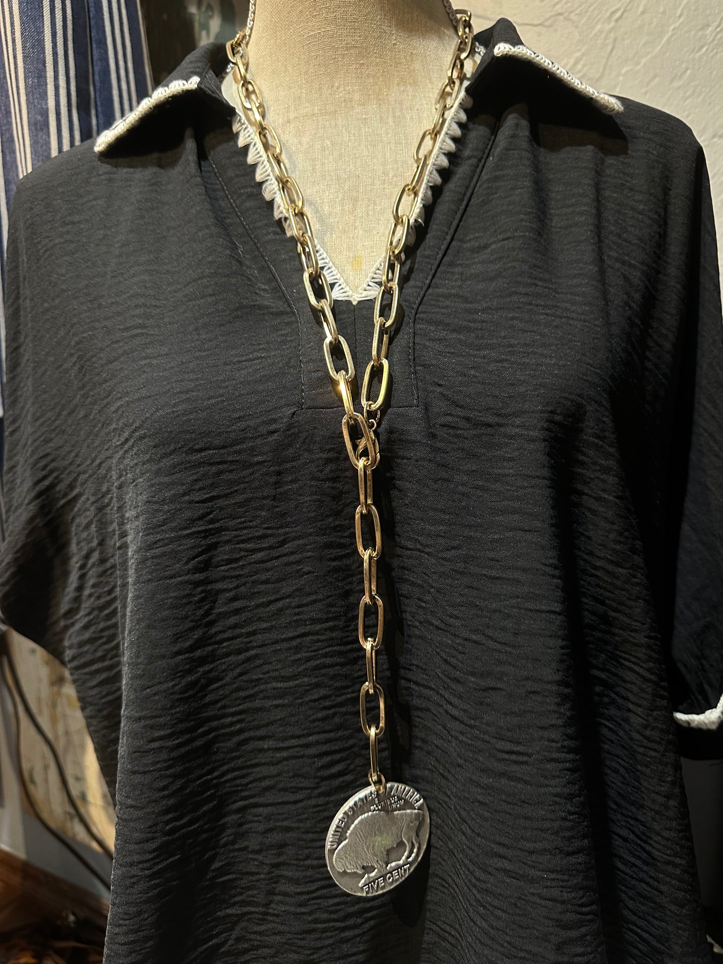 Reversible Coin Lariat Necklace