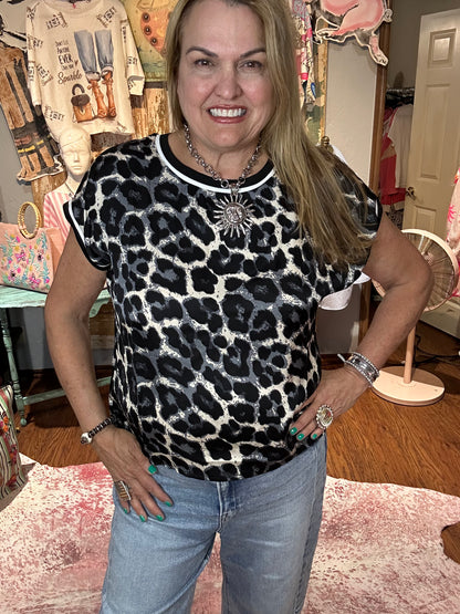 Black and White Cheetah Print Top