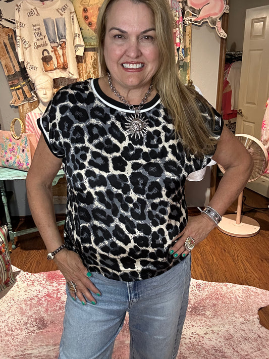 Black and White Cheetah Print Top