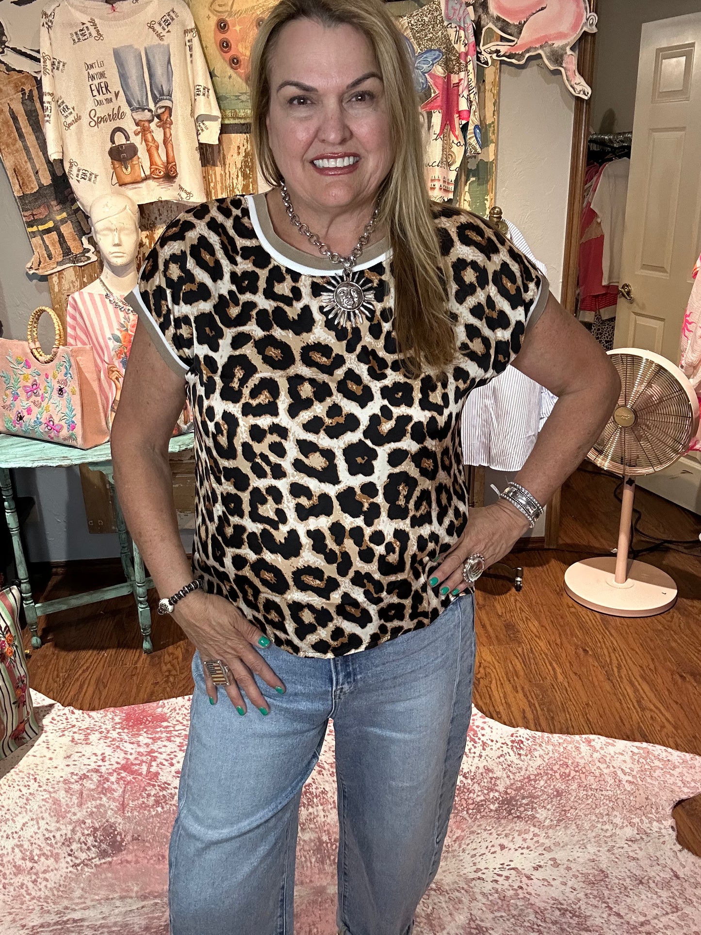 Brown and Black Cheetah Print Top