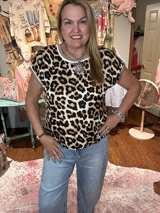 Brown and Black Cheetah Print Top