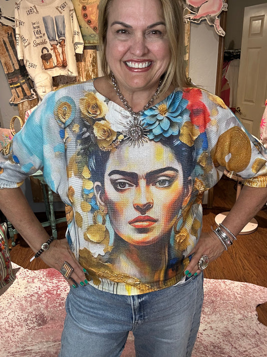 Blue and Gold Frida Knit Top