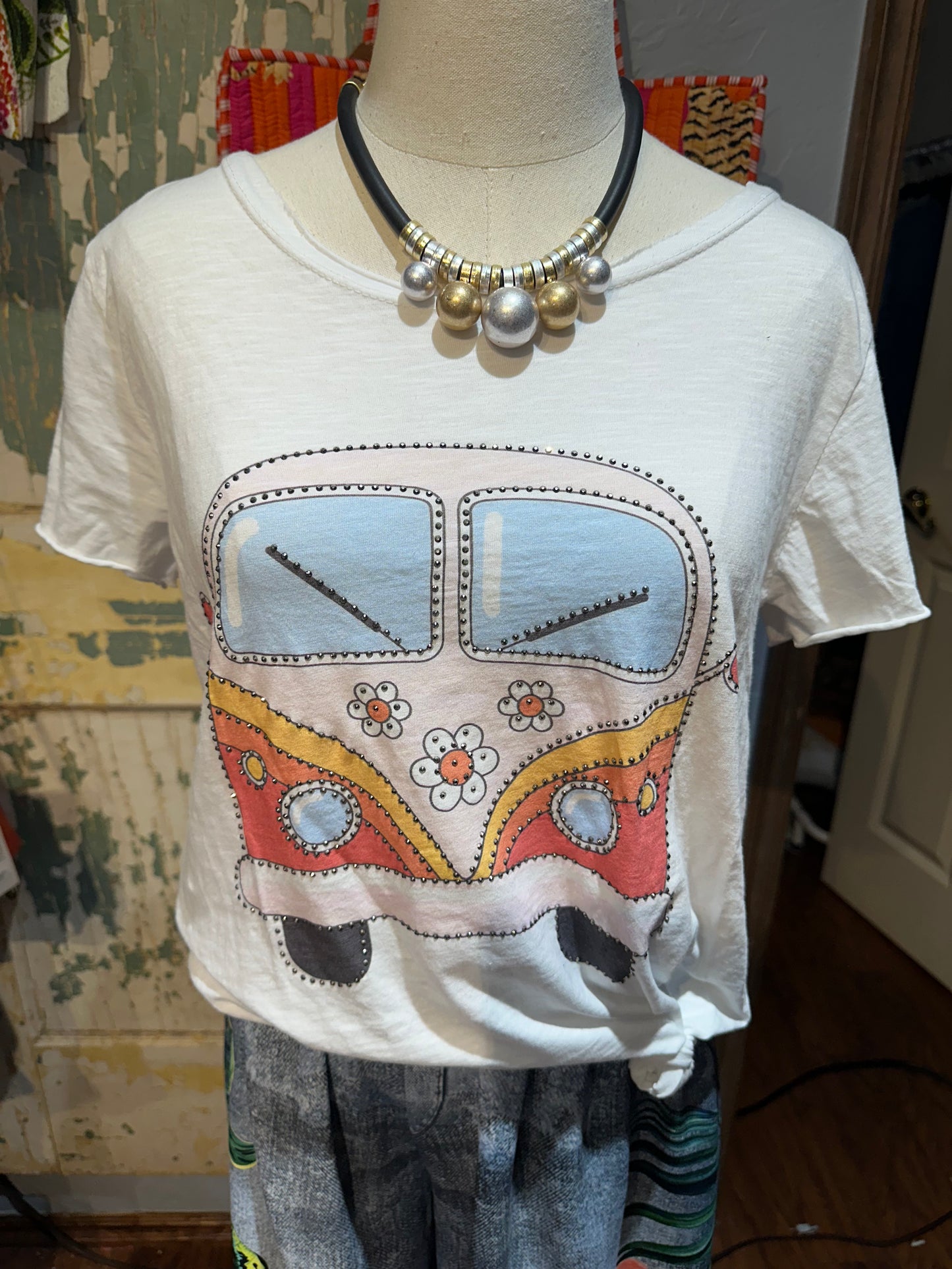 Pink Flower Volkswagon Van Tee