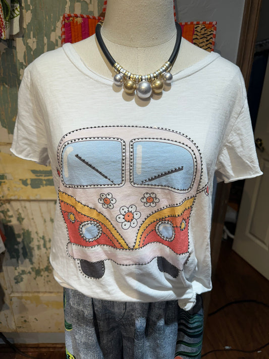Pink Flower Volkswagon Van Tee