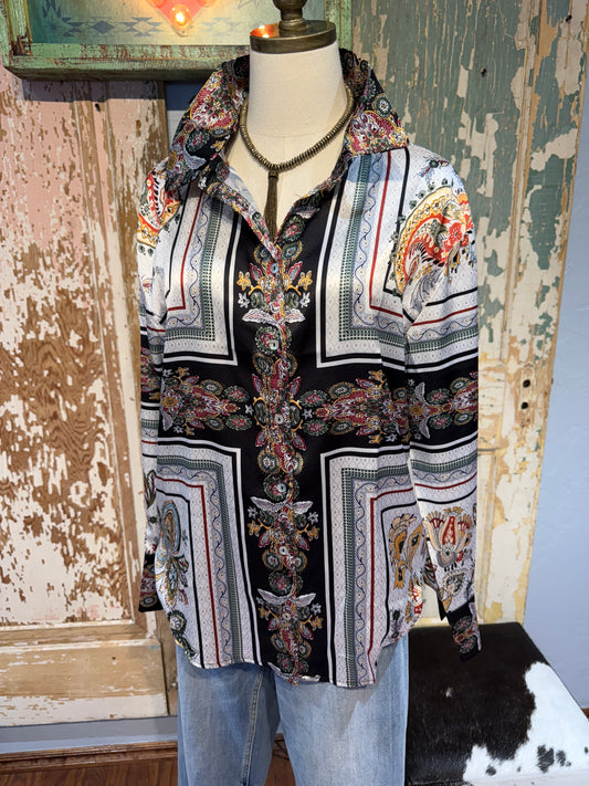 Umgee Floral Button Down Top