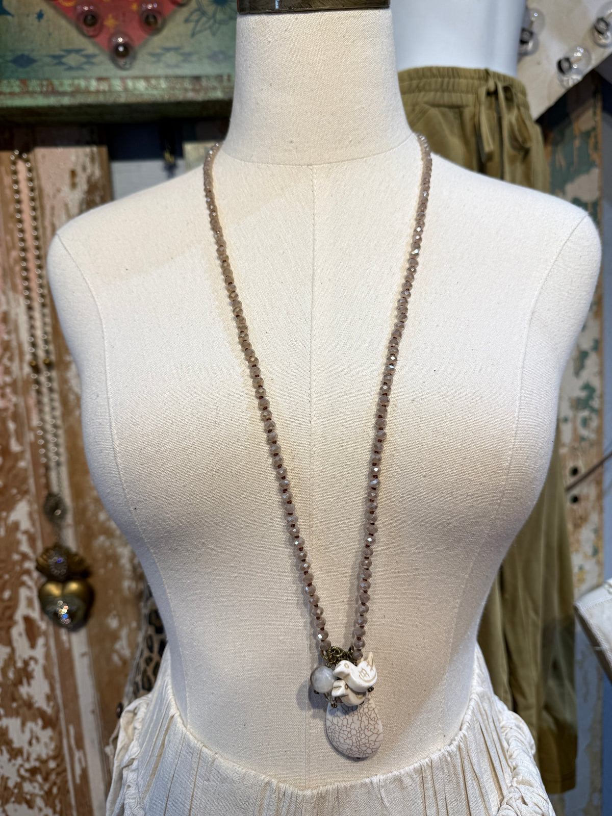 Sandra Ling Long Dove Necklace