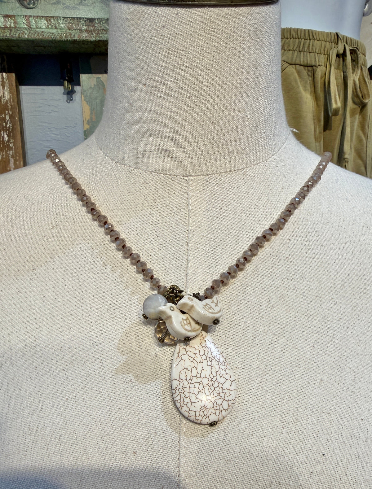 Sandra Ling Long Dove Necklace