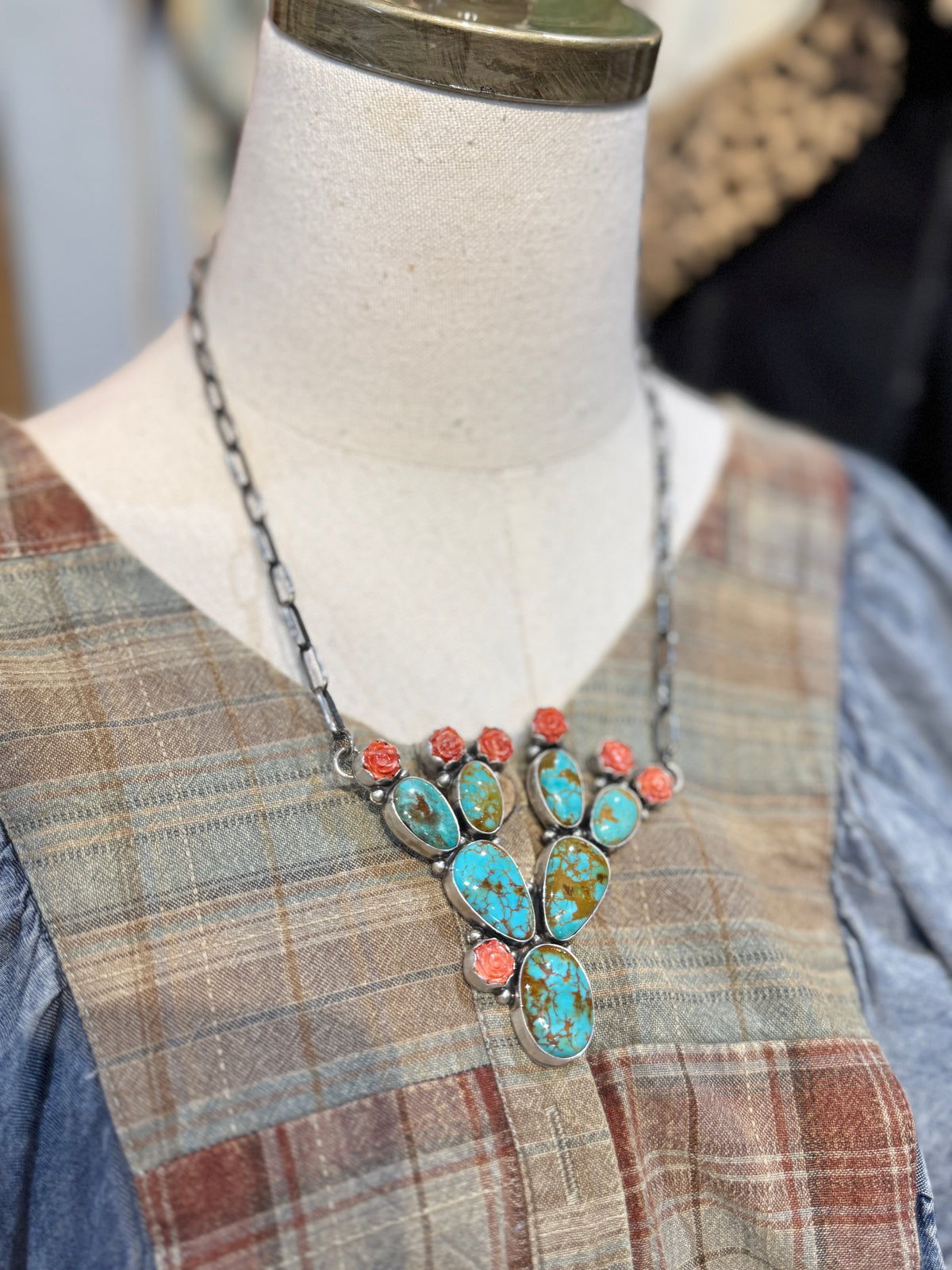 Veronica Lee Navajo Sterling Silver Cactus Necklace