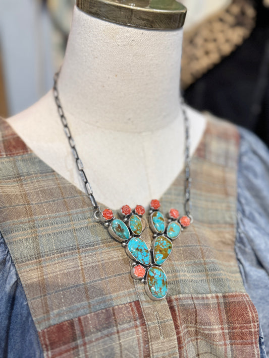 Veronica Lee Navajo Sterling Silver Cactus Necklace
